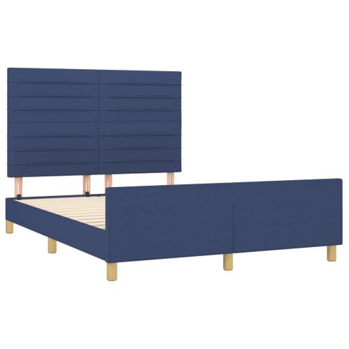 Cadre De Lit Sans Matelas Bleu 140x200 Cm Tissu