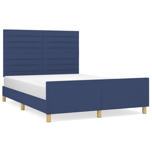 Cadre De Lit Sans Matelas Bleu 140x200 Cm Tissu