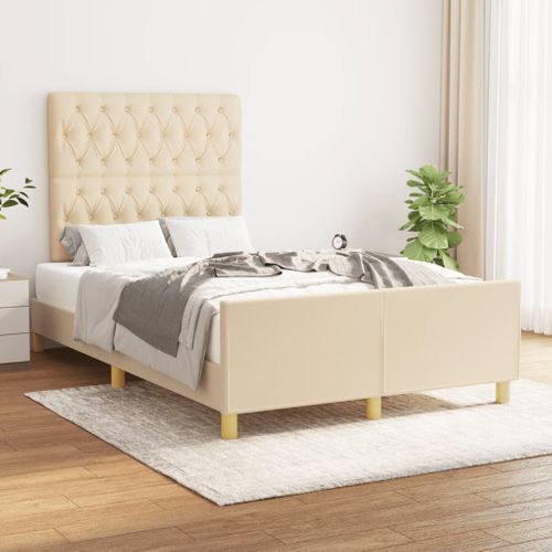 Cadre De Lit Sans Matelas Crème 120x200 Cm Tissu