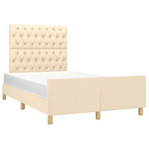 Cadre De Lit Sans Matelas Crème 120x200 Cm Tissu