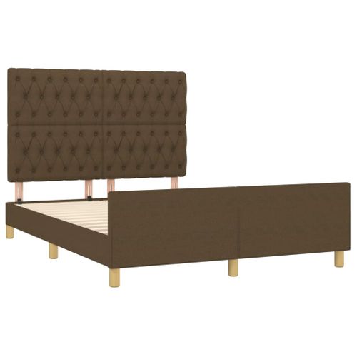 Cadre De Lit Sans Matelas Marron Foncé 140x190 Cm Tissu