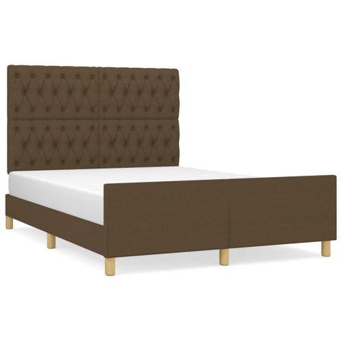 Cadre De Lit Sans Matelas Marron Foncé 140x190 Cm Tissu