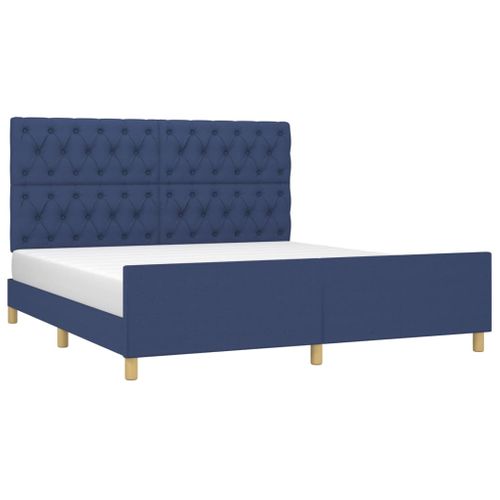 Cadre De Lit Sans Matelas Bleu 160x200 Cm Tissu