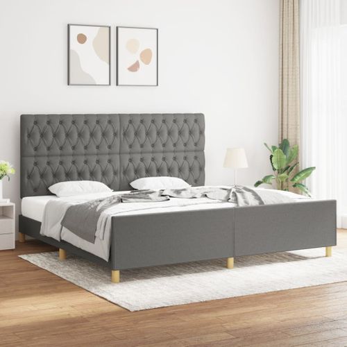 Cadre De Lit Sans Matelas Avec Tête De Lit 200x200 Cm Tissu