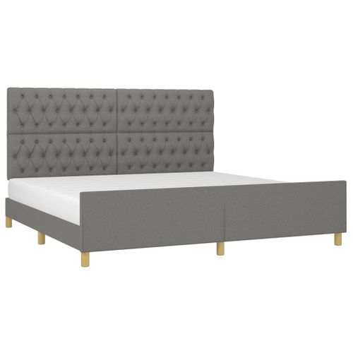 Cadre De Lit Sans Matelas Avec Tête De Lit 200x200 Cm Tissu