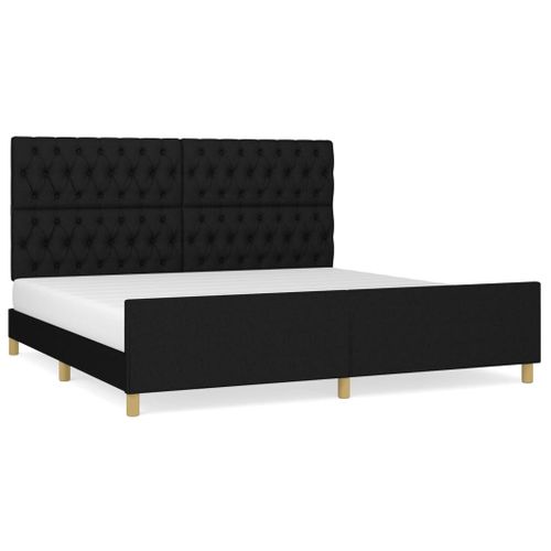 Cadre De Lit Sans Matelas Avec Tête De Lit Noir 200x200cm Tissu