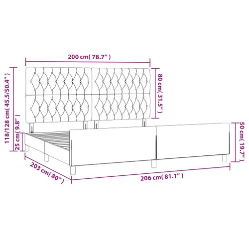 Cadre De Lit Sans Matelas Avec Tête De Lit Noir 200x200cm Tissu