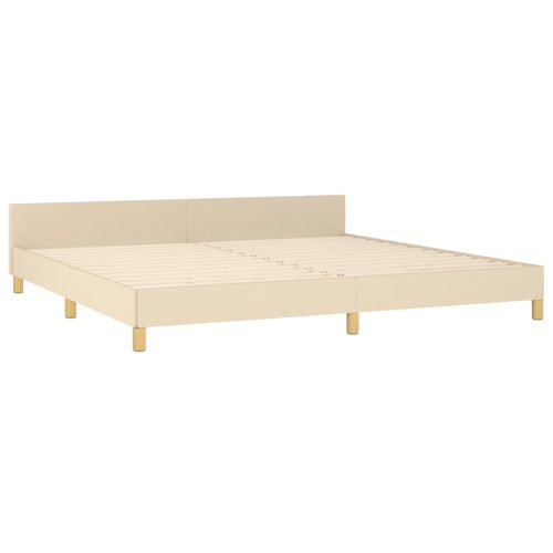 Cadre De Lit Sans Matelas Et Tête De Lit Crème 200x200 Cm Tissu