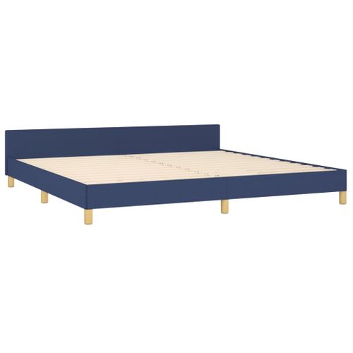 Cadre De Lit Sans Matelas Avec Tête De Lit Bleu 200x200cm Tissu
