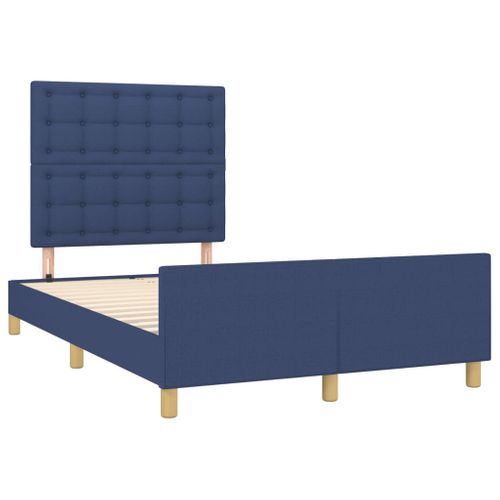 Cadre De Lit Sans Matelas Bleu 120x200 Cm Tissu