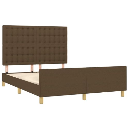 Cadre De Lit Sans Matelas Marron Foncé 140x190 Cm Tissu