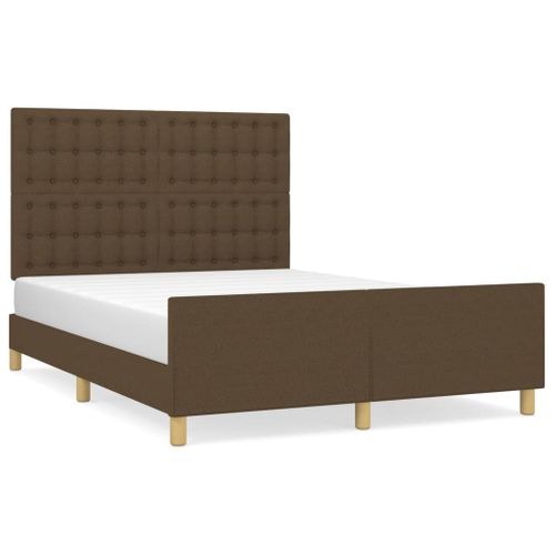 Cadre De Lit Sans Matelas Marron Foncé 140x190 Cm Tissu