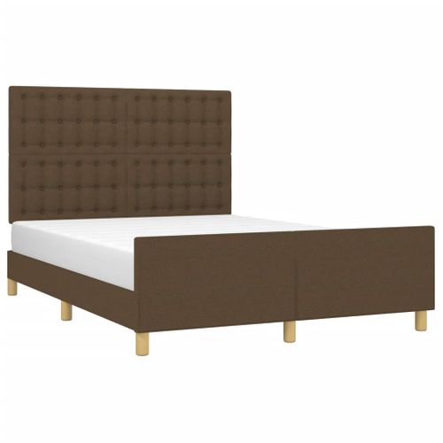 Cadre De Lit Sans Matelas Marron Foncé 140x200 Cm Tissu