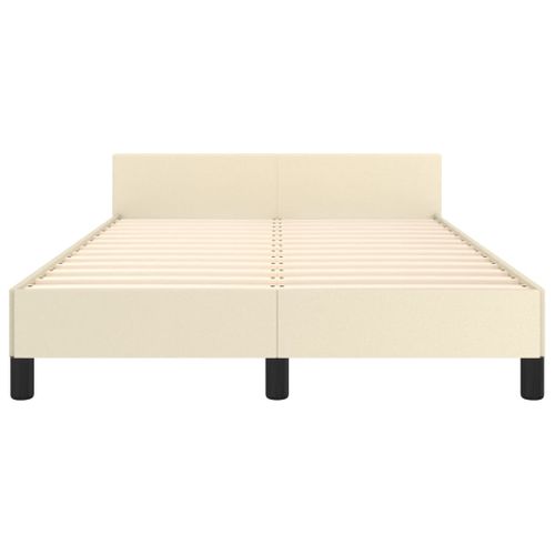 Cadre De Lit Avec Tête De Lit Crème 120x200 Cm Similicuir