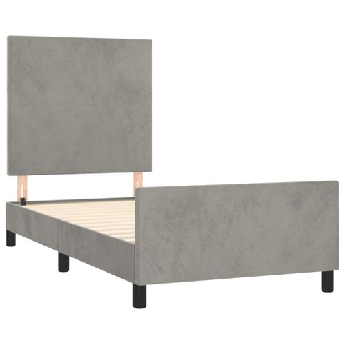Cadre De Lit Sans Matelas Gris Clair 90x190 Cm Velours