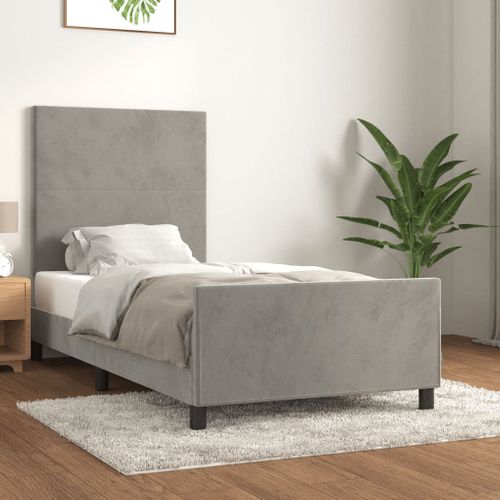 Cadre De Lit Sans Matelas Gris Clair 90x190 Cm Velours