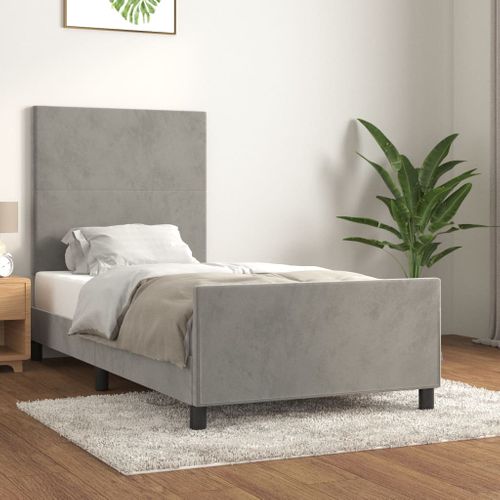Cadre De Lit Sans Matelas Gris Clair 90x200 Cm Velours