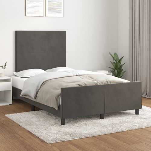 Cadre De Lit Sans Matelas Gris Foncé 120x200 Cm Velours