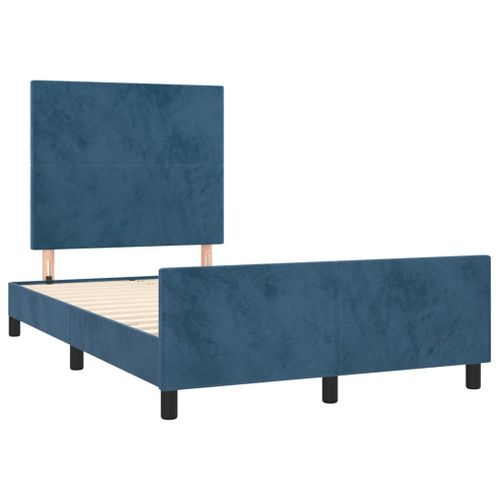 Cadre De Lit Sans Matelas Bleu Foncé 120x200 Cm Velours
