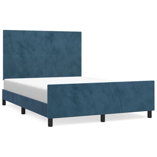 Cadre De Lit Sans Matelas Bleu Foncé 140x200 Cm Velours