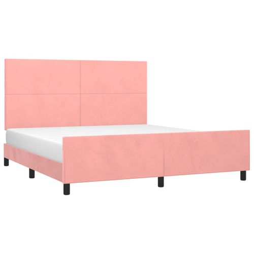 Cadre De Lit Sans Matelas Rose Velours 180 x 200 cm