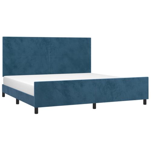 Cadre De Lit Sans Matelas Bleu Foncé 200x200 Cm Velours