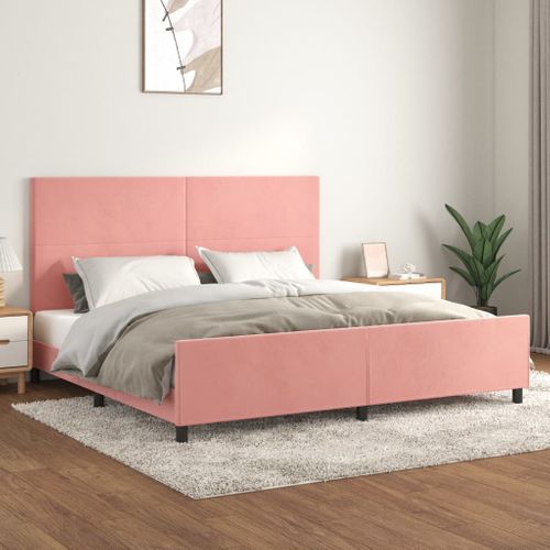 Cadre De Lit Sans Matelas Rose 200x200 Cm Velours