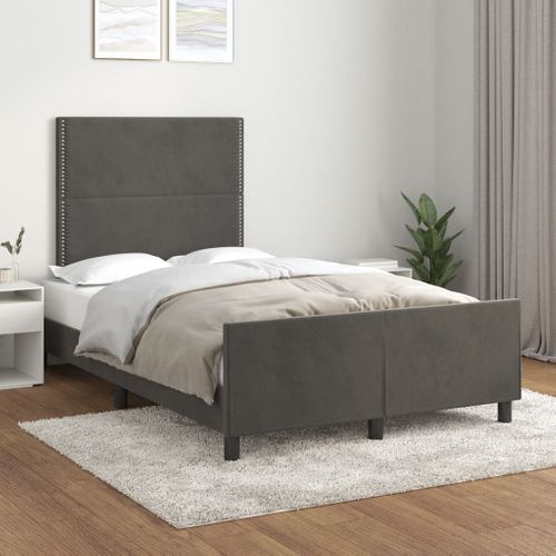 Cadre De Lit Sans Matelas Gris Foncé 120x200 Cm Velours