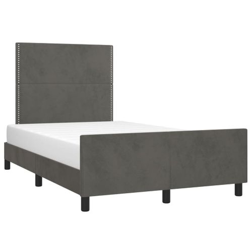 Cadre De Lit Sans Matelas Gris Foncé 120x200 Cm Velours