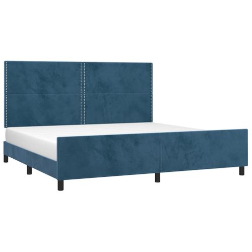 Cadre De Lit Sans Matelas Bleu Foncé 200x200 Cm Velours