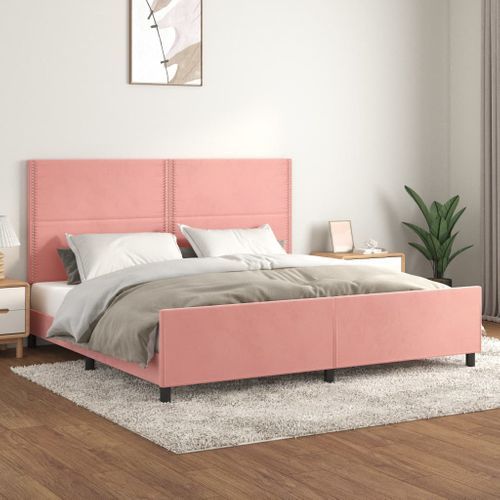 Cadre De Lit Sans Matelas Rose 200x200 Cm Velours