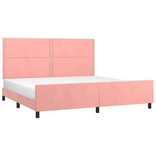 Cadre De Lit Sans Matelas Rose 200x200 Cm Velours