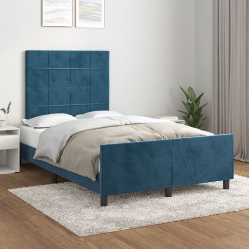 Cadre De Lit Sans Matelas Bleu Foncé 120x200 Cm Velours