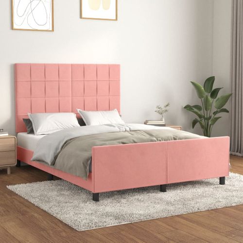 Cadre De Lit Sans Matelas Rose 140x190 Cm Velours