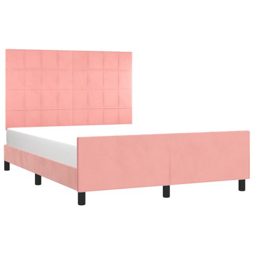 Cadre De Lit Sans Matelas Rose 140x190 Cm Velours