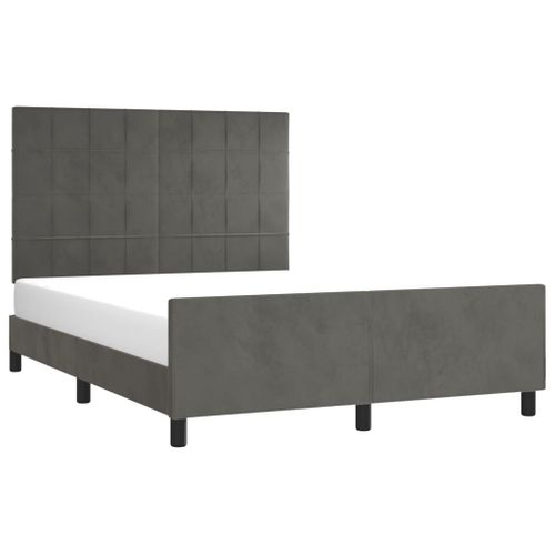 Cadre De Lit Sans Matelas Gris Foncé 140x200 Cm Velours