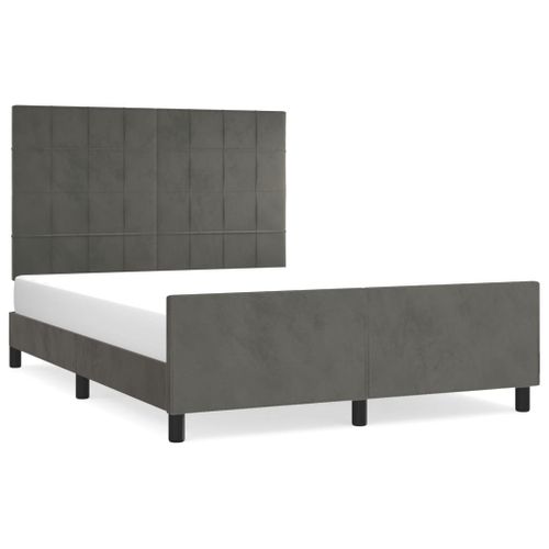 Cadre De Lit Sans Matelas Gris Foncé 140x200 Cm Velours