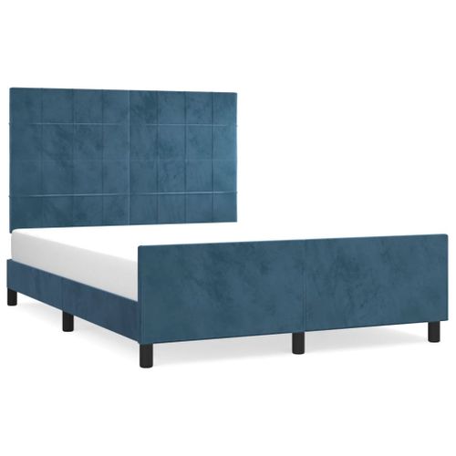 Cadre De Lit Sans Matelas Bleu Foncé 140x200 Cm Velours