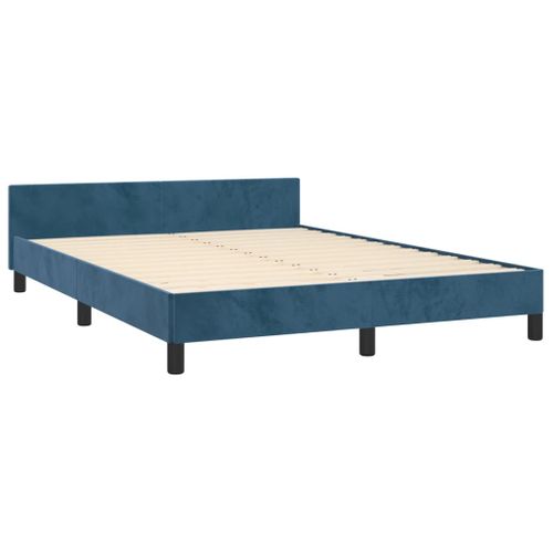 Cadre De Lit Sans Matelas Bleu Foncé 140x200 Cm Velours