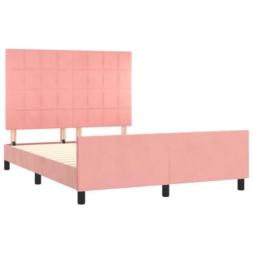 Cadre De Lit Sans Matelas Rose 140x200 Cm Velours