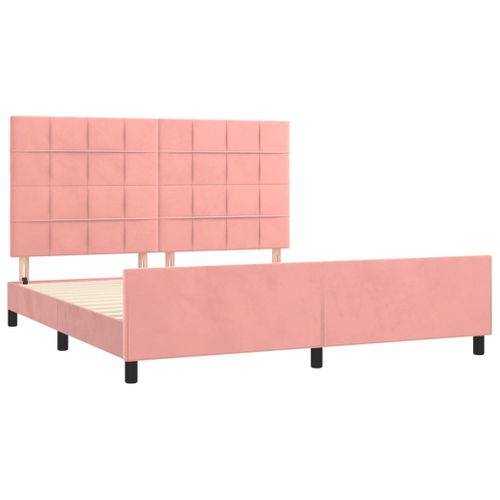 Cadre De Lit Sans Matelas Rose Velours 180 x 200 cm