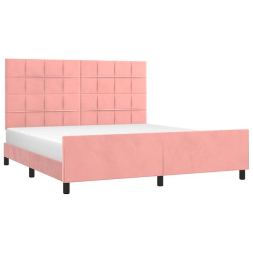 Cadre De Lit Sans Matelas Rose Velours 180 x 200 cm