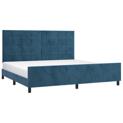 Cadre De Lit Sans Matelas Bleu Foncé 200x200 Cm Velours