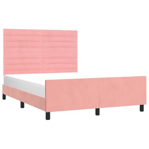 Cadre De Lit Sans Matelas Rose 140x190 Cm Velours