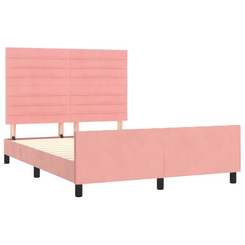 Cadre De Lit Sans Matelas Rose 140x200 Cm Velours