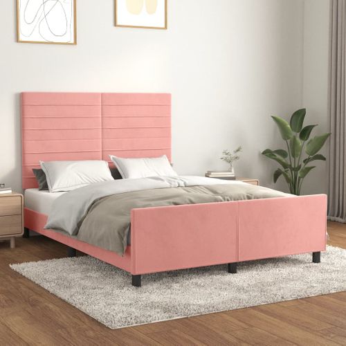 Cadre De Lit Sans Matelas Rose 140x200 Cm Velours