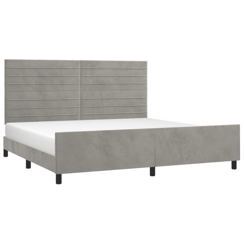 Cadre De Lit Sans Matelas Gris Clair 200x200 Cm Velours
