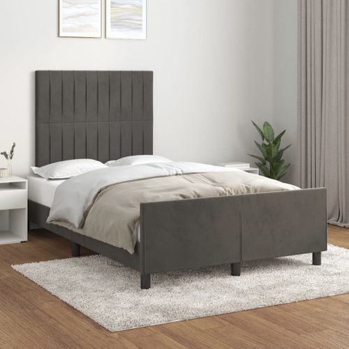 Cadre De Lit Sans Matelas Gris Foncé 120x200 Cm Velours