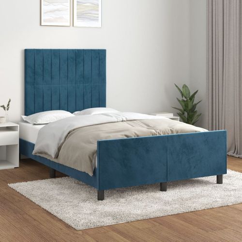Cadre De Lit Sans Matelas Bleu Foncé 120x200 Cm Velours