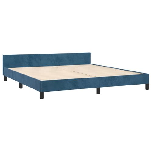 Cadre De Lit Sans Matelas Bleu Foncé 160x200 Cm Velours